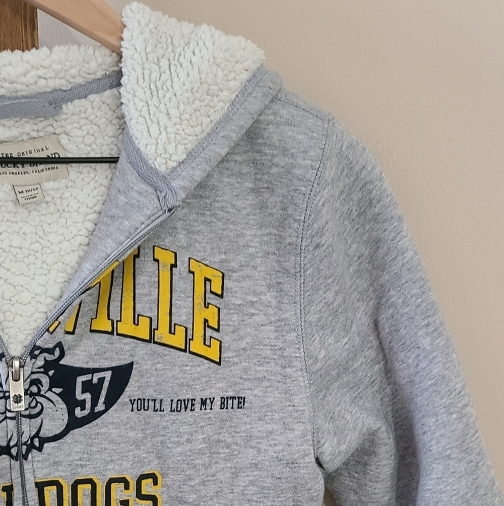 Boys Lucky Brand Gray Full Zip Sherpa Lined Hoodie Size Medium - Picture 4 of 5
